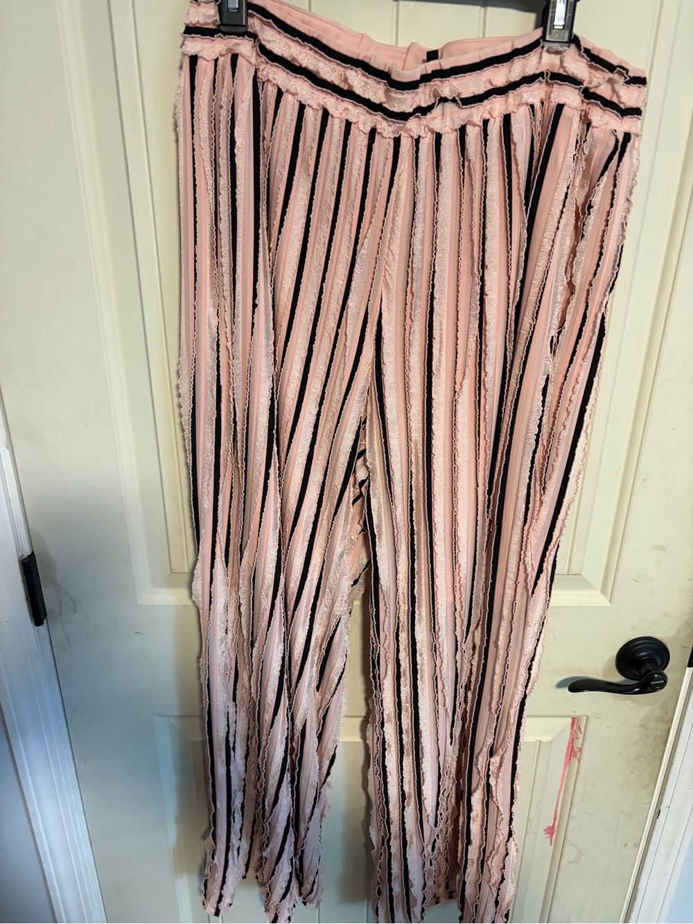 new directions Pink and Black Vertical-Strip Wide-Leg Pants